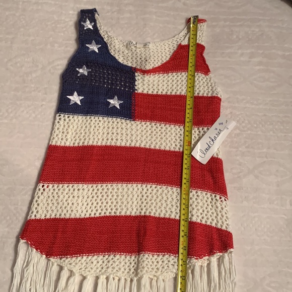 Cloud Chaser stars & stripes crocheted top with fringe size XS, NWTs - Picture 8 of 8